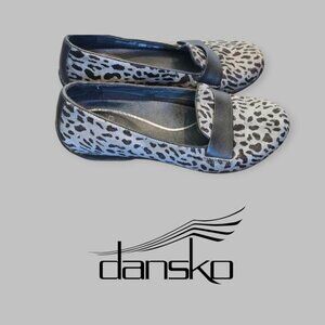 Dansko Oksana Gray  Leather Cheetah Hair Calf Loafer Womens EU 7 or USA 6.5